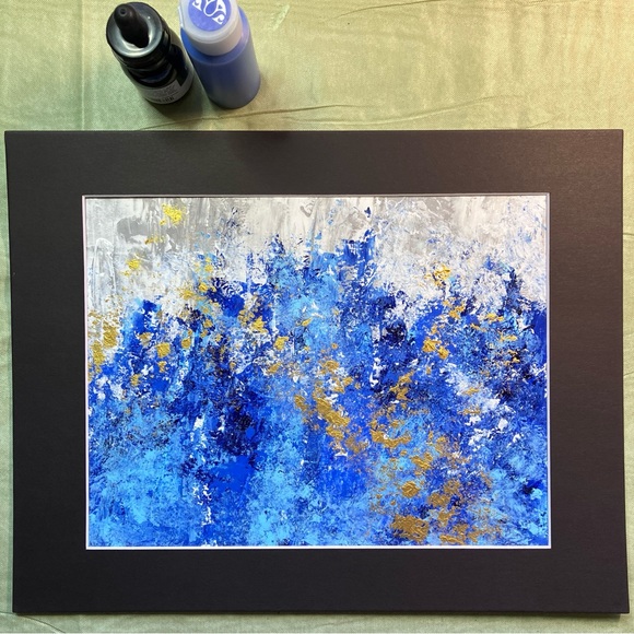 Abstract "Blooming in Blue" Floral Landscape Acrylic Wall Art Painting - Picture 11 of 13